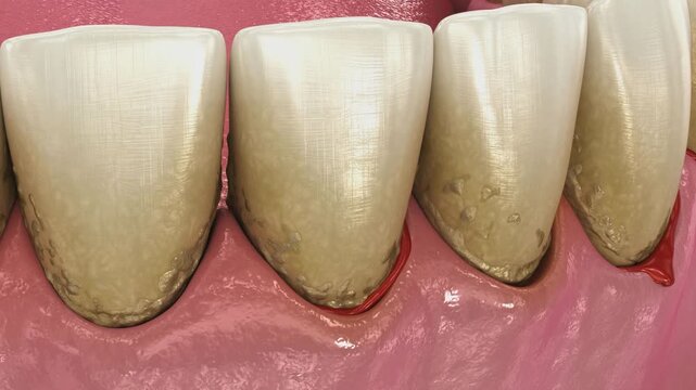 Bleeding gums or Periodontal - pathological inflammatory condition of the gum and bone support. Dental 3D Animation