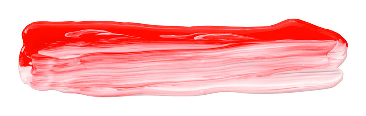 Shiny red liquid brush strokes isolated on transparent background