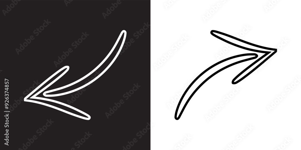Poster curved arrow icon vector. arrow pointer icon sign symbol in trendy flat style. arrow left right vect
