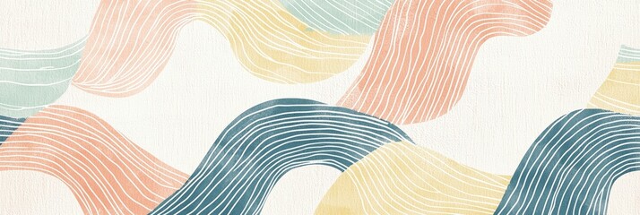 Vibrant Textured Wallpaper Pattern with Organic Geometric Style and Random Pantone Colors Japanese Bohemian Nordic Boho Woodblock Prints for Modern Interior Decor