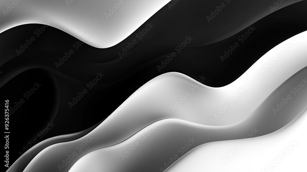 Poster abstract black and white gradient background with smooth transitions