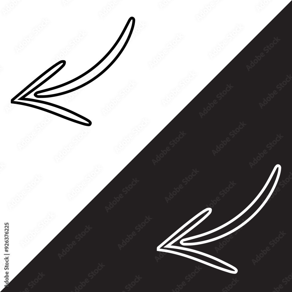 Poster curved arrow icon vector. arrow pointer icon sign symbol in trendy flat style. arrow left vector ico