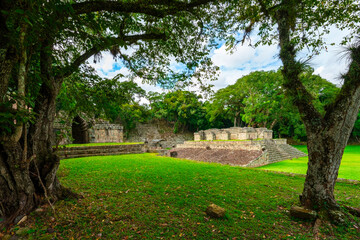 Obraz premium Ball court of Copan Ruinas, an archaeological site of the Maya civilization in Honduras.