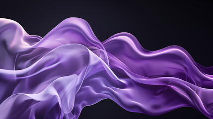 Fototapeta premium Abstract, wavy shapes in shades of purple and white on a black background. Simple, elegant curves. Minimalistic background with flowing lines, ideal for videos and presentations 