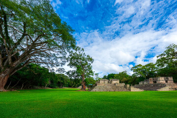 Ball court of Copan Ruinas, an archaeological site of the Maya civilization in Honduras.