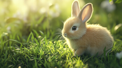 An adorable, soft bunny hops around on a field of green grass. --ar 16:9 --v 6.1 Job ID: 8298e3f9-78cc-482e-9cd6-af480ab8d79b
