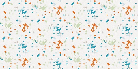 Simple glitch geometric seamless abstract border with playful woven summer color. Bright whimsical gender neutral bold irregular shape textile Cotton effect banner