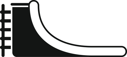 Black and white silhouette of a big air ramp structure for skateboarding in skatepark © anatolir