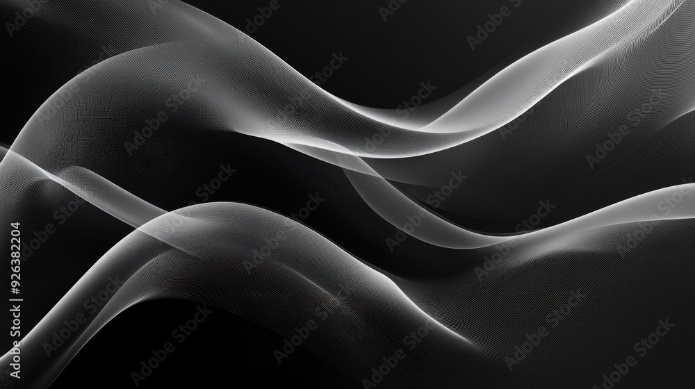 Poster monochrome abstract wave pattern, smooth and flowing design