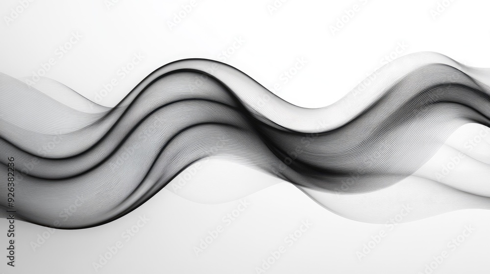 Poster monochrome abstract wave pattern, smooth and flowing design