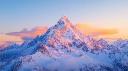 Obraz premium Himalayas mountain tops, snow-capped mountains, golden sunset shining on the almond peaks of Ama Dab, wide angle lens, HD photography, natural scenery, magnificent and awe-inspiring. High resolution.