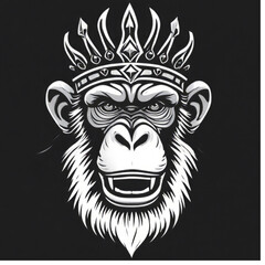 Fototapeta premium Monkey King Head Vector on Black Isolated