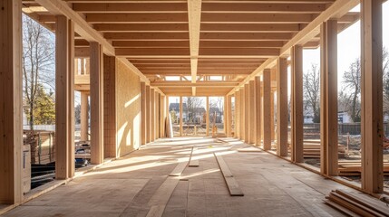 Wooden framework of a house under construction