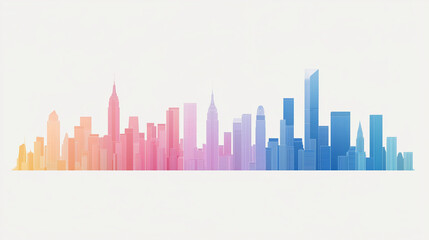 Obraz premium Silhouettes of famous landmarks in a minimalistic design with colorful gradients,City landmarks, minimalist, Sophisticated and artistic.