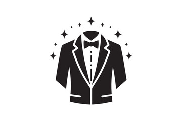   Tuxedo jacket Groom Suit Black and White Icon vector silhouette