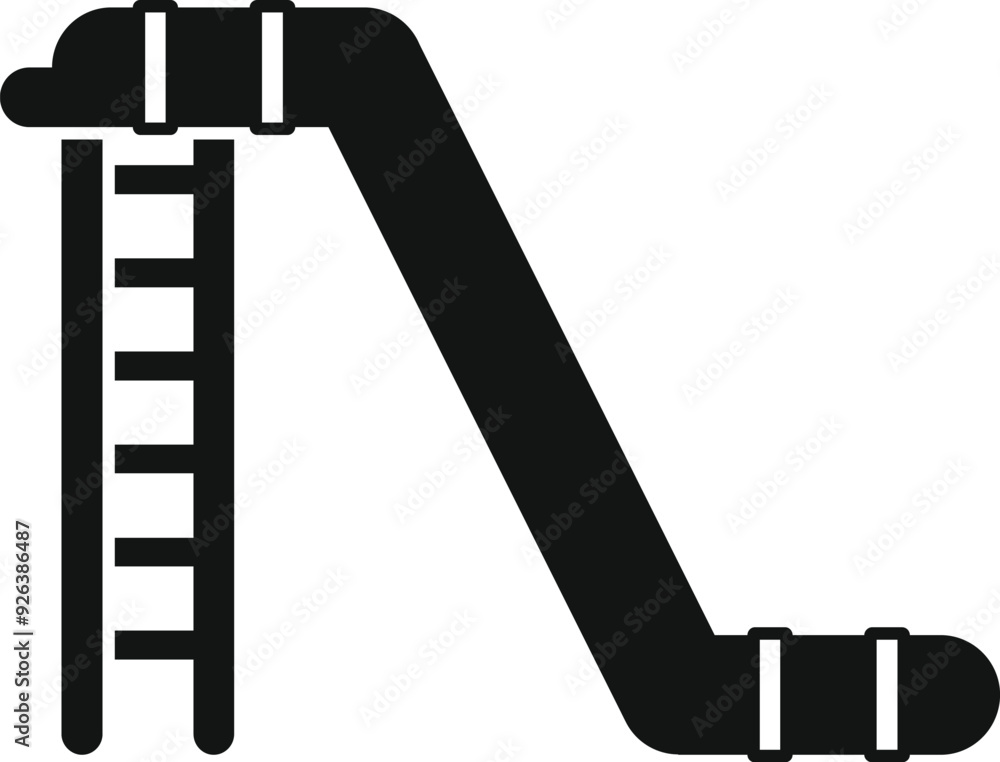 Canvas Prints Black and white icon of a big plastic slide for children, with a wooden ladder, for a playground park