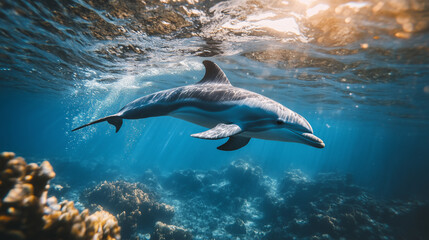 Underwater photo of dolphin