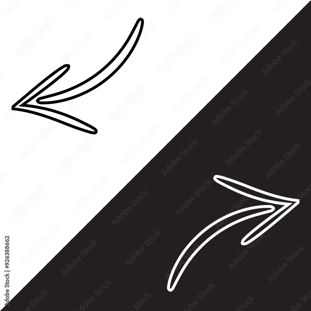Poster curved arrow icon vector. arrow pointer icon sign symbol in trendy flat style. arrow left right vect