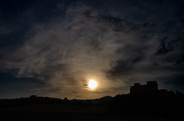 Torrechiara Castle in Parma during sunset