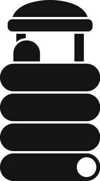 recommend clip art: Black silhouette of an inflatable water slide with a curved top and a hose attachment, perfect for summer fun and water activities