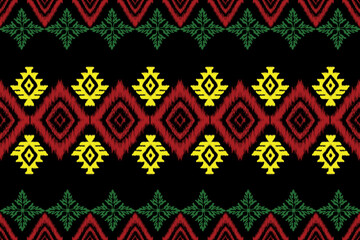 Traditional ethnic ikat colorful pattern geometric , bohemian style ,Christmas,abstract art,Indian style,seamless pattern,ornament design for fabric,clothing,textiles,carpet,batik,curtain,background