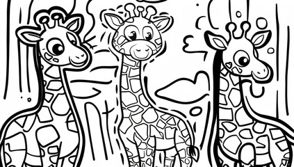 Fototapeta premium Coloring page, cute giraffe