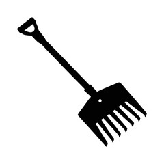 Rake black and white silhouette illustration