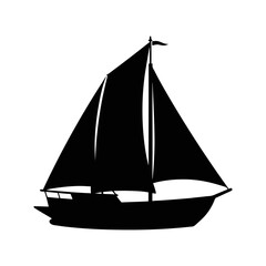 Sailboat black and white silhouette illustration