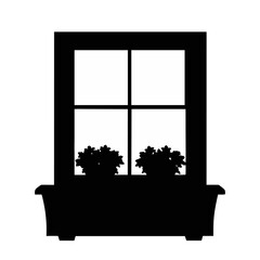 Window box black and white silhouette illustration