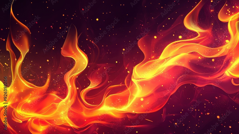 Poster abstract flames with vibrant colors and dynamic movement.