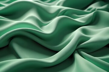 Obraz premium Smooth, flowing green fabric creates abstract shapes.