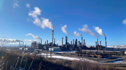 Obraz premium Oil Refinery Factory with Gas Power Plant.