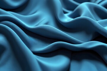 Obraz premium Abstract blue fabric background with soft folds and flowing waves.