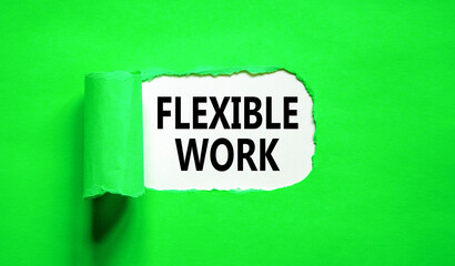 Flexible work symbol. Concept words Flexible work on beautiful white paper. Beautiful green paper background. Business Flexible work concept. Copy space.