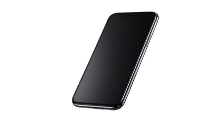Modern smartphone with black screen and sleek design isolated on transparent background