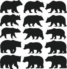 A Set of Minimalist Bear Silhouette Vector
