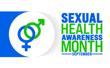 Sexual Health Month is observed every year in September. Holiday concept. Template for background, banner, card, poster, placard, design template with unique shapes with standard color.