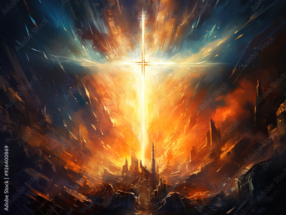 Canvas Prints a cross with the sun behind it