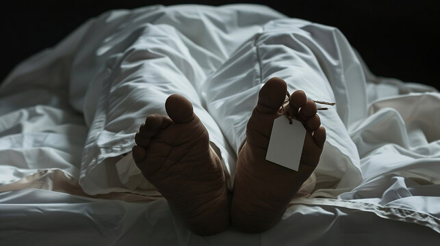corpse with an empty tag on the toes