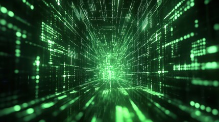 Fototapeta premium Futuristic digital abstract futuristic green futuristic data matrix connection digital concept background wallpaper AI generated image
