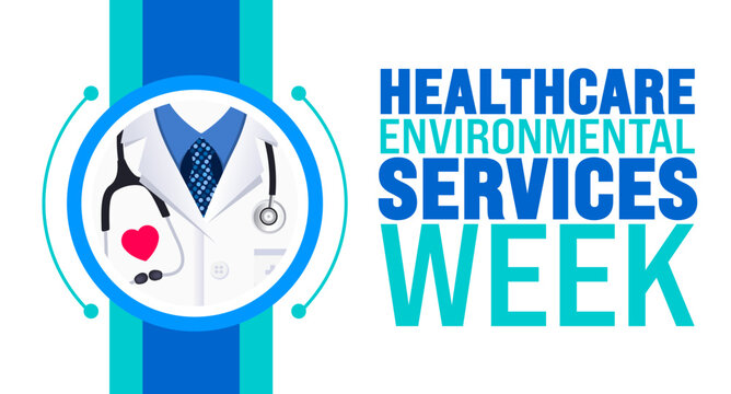 National Healthcare Environmental Services Week is observed every year in September. Holiday concept. Template for background, banner, card, poster, placard, design template with unique shapes