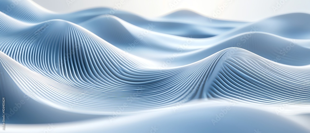 Poster abstract waves in soothing shades of blue, creating a tranquil and smooth texture that evokes calmne