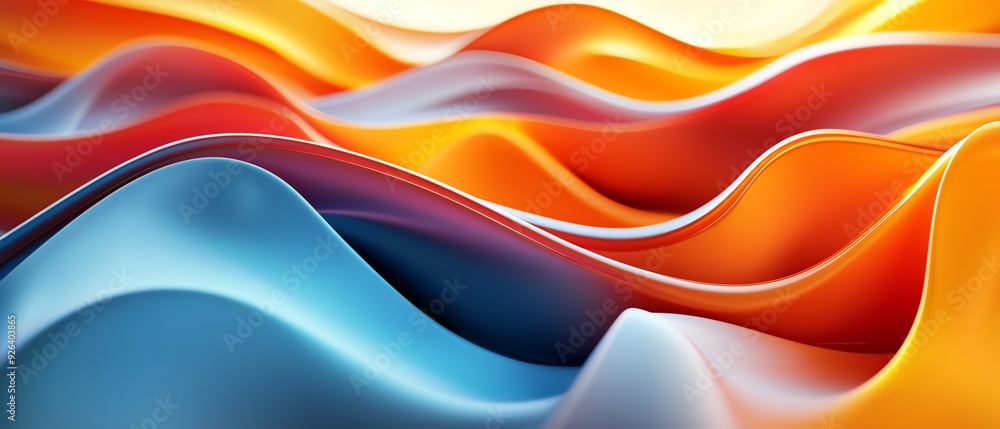 Poster abstract waves of vibrant colors flowing elegantly, creating a dynamic visual experience. perfect fo