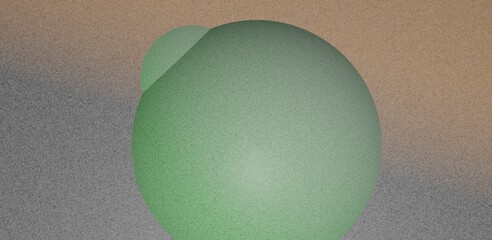Grainy gradient sphere abstract geometric light green shapes poster noise texture beige gray background banner design