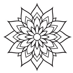 Adobabstract  wild Mandela design png, adult anti-stress coloring page in line art, floral pattern coloring sheete Illustrator Artwork.