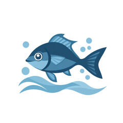 Obraz premium A vibrant blue fish swimming gracefully among bubbles in clear water, perfect for aquatic-themed design projects.