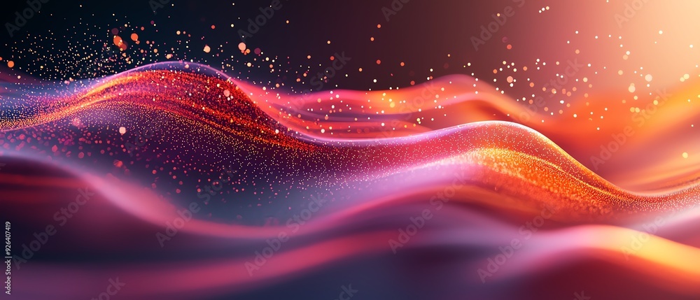 Aufkleber vibrant abstract waves in warm hues, showcasing dynamic movement and sparkling light for a captivati