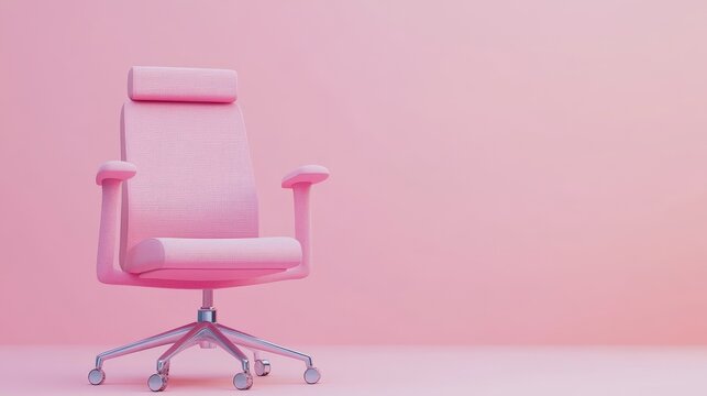 3D office chair with a search bar, depicting the concept of job hunting and career transitions