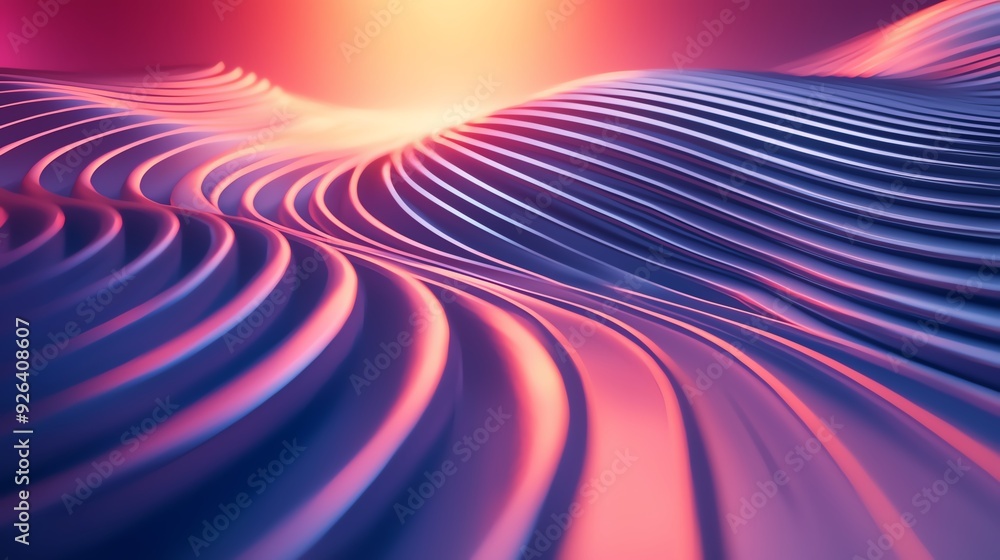 Poster a mesmerizing abstract landscape featuring flowing lines and vibrant colors, creating a sense of dep