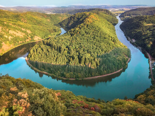 famuous river bend - Saarschleife -  of the sarre river at Orscholz